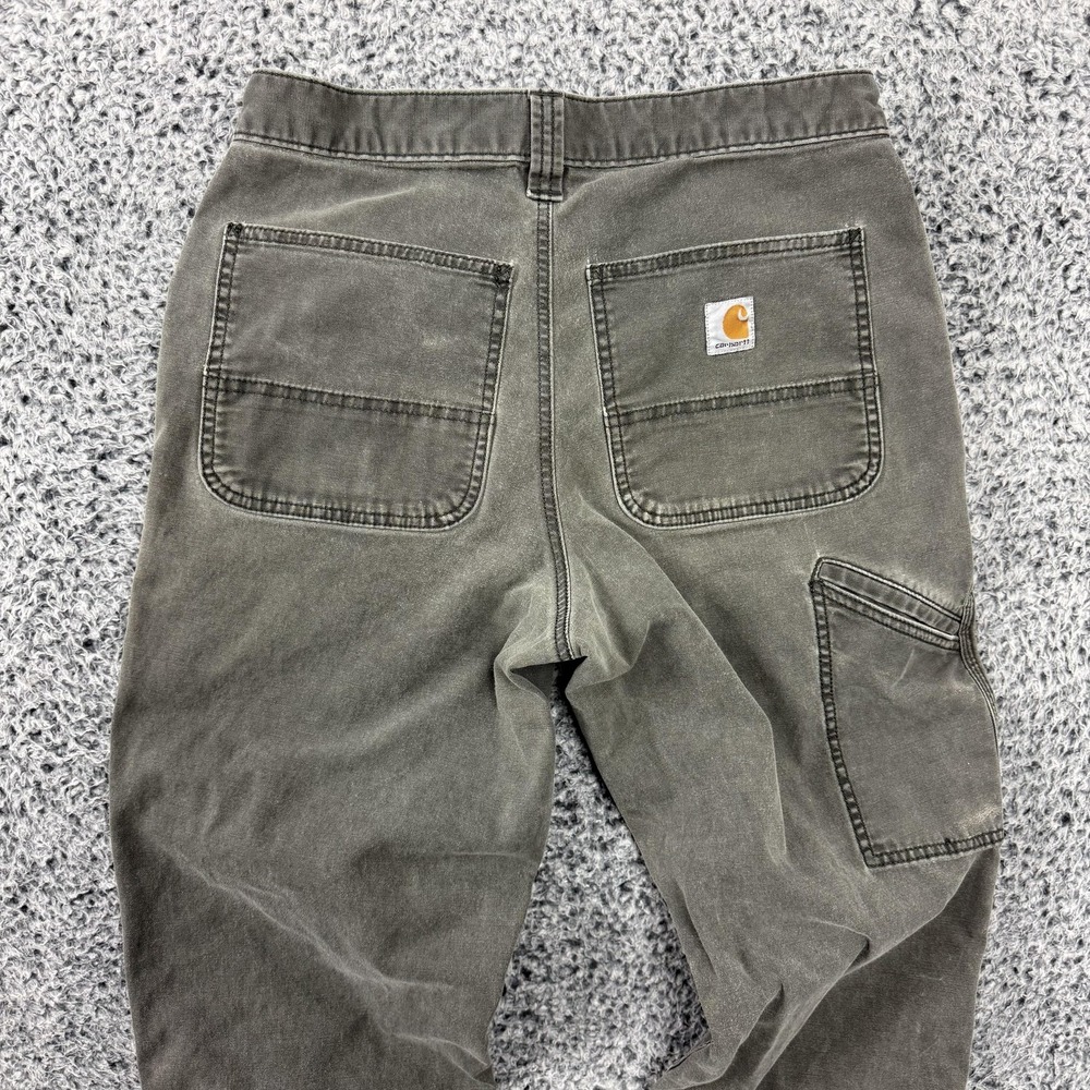 Carhartt Pants Mens 31x34 Gray Relaxed Fit Rugged Flex Canvas Carpenter Workwear - Picture 1 of 16